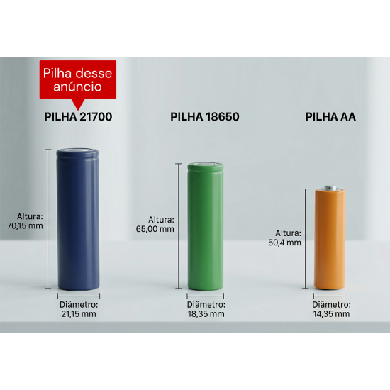 Pilha Recarregável Bap Energy 21700, 4000 Mah, 3.6v, íon de lítio, modelo BAP-21700
