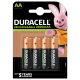 4 Pilhas AA Recarregáveis Duracell de  2500 mAh