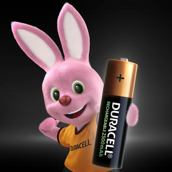 4 Pilhas AA Recarregáveis Duracell de  2500 mAh