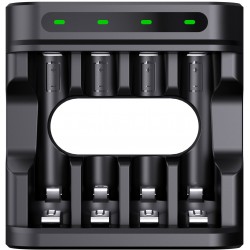 Carregador USB da Enercell Rápido e inteligente para 4 pilhas AA/AAA, modelo 4-LN Carregador USB da Enercell Rápido e inteligente para 4 pilhas AA/AAA, modelo 4-LN