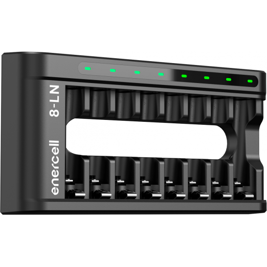 Carregador USB da Enercell Rápido e inteligente para 8 pilhas AA/AAA, modelo 8-LN