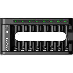 Carregador USB da Enercell Rápido e inteligente para 8 pilhas AA/AAA, modelo 8-LN Carregador USB da Enercell Rápido e inteligente para 8 pilhas AA/AAA, modelo 8-LN