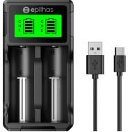 Carregador Universal USB da EPILHAS inteligente p/ 2 pilhas de Íon de Lítio / Ni-MH, modelo EP-02LN Carregador Universal USB da EPILHAS inteligente p/ 2 pilhas de Íon de Lítio / Ni-MH, modelo EP-02LN