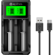 Carregador Universal USB da EPILHAS inteligente p/ 2 pilhas de Íon de Lítio / Ni-MH, modelo EP-02LN