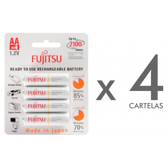 Carregador EP-1600 com 16 pilhas AA da Fujitsu Standard de 2000 mAh