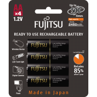 4 Pilhas AA Recarregáveis FUJITSU PREMIUM (= Eneloop Pro) 500 Recargas, 2550 mAh