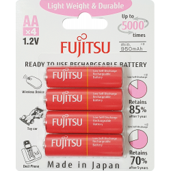4 Pilhas AA Recarregáveis FUJITSU LITE 5000 Recargas, 1000 mAh 4 Pilhas AA Recarregáveis FUJITSU LITE 5000 Recargas, 1000 mAh