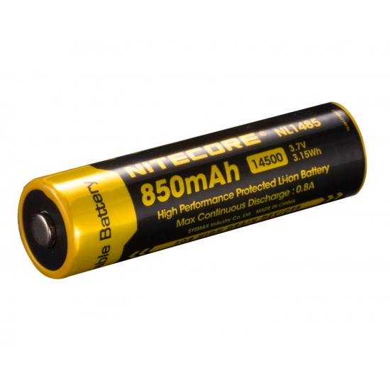 Pilha 14500 3.7V recarregável de lítio Nitecore, modelo NL1485