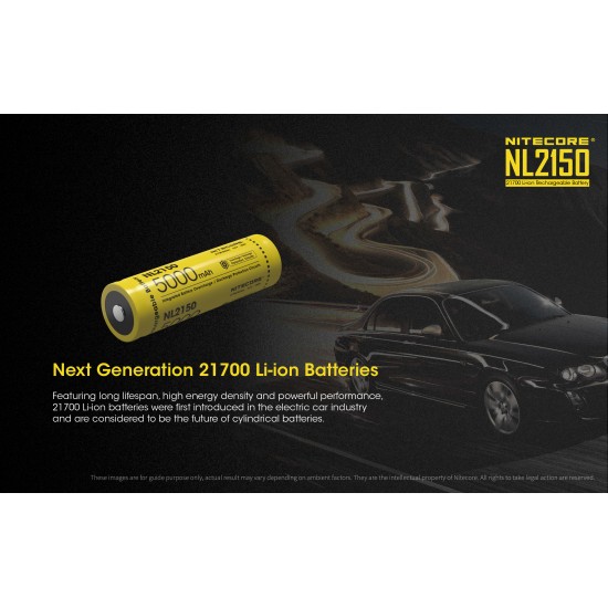 Pilha Nitecore 21700 5000 mAh 3.6v recarregável de Íon lítio NL2150