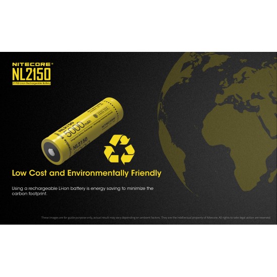 Pilha Nitecore 21700 5000 mAh 3.6v recarregável de Íon lítio NL2150