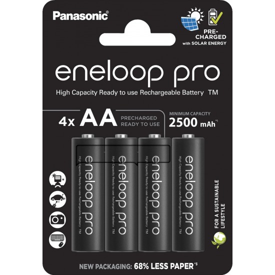 4 Pilhas AA Recarregáveis da Panasonic Eneloop Pro 500 Recargas