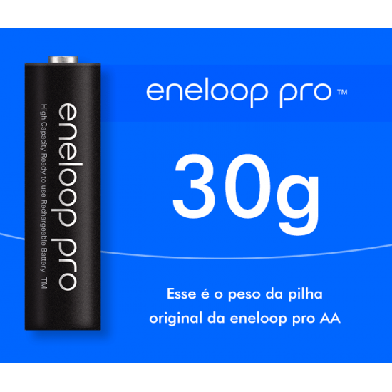 4 Pilhas AA Recarregáveis da Panasonic Eneloop Pro 500 Recargas