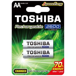 2 Pilhas AA Recarregáveis da Toshiba, 2600 mAh