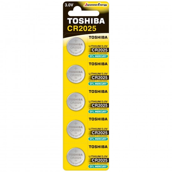 5 pilhas CR2025 3V Lithium da Toshiba