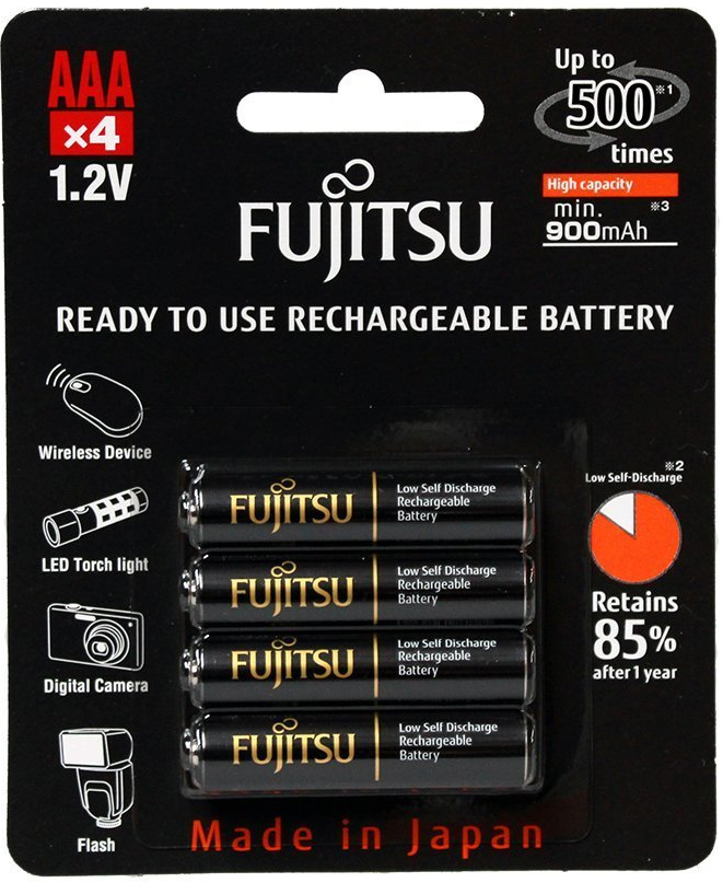 4 Pilhas AAA (palito) Recarregáveis FUJITSU PREMIUM (Eneloop Pro